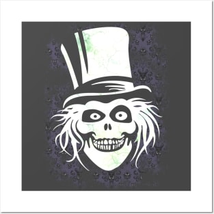 Hatbox Ghost With Grungy Haunted Mansion Wallpaper Posters and Art